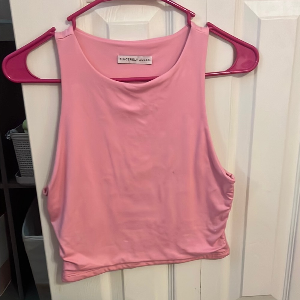Sincerely Jules Pink Sleeveless Crop Tank Top